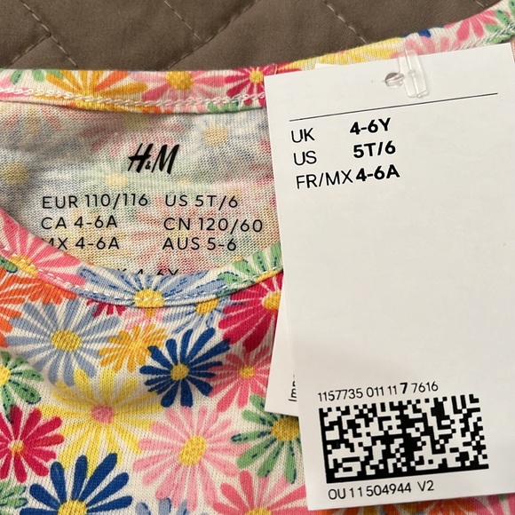 H&M Floral Patterned Cotton Dress/NWT/5T - Picture 6 of 10